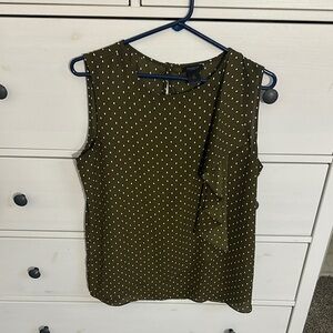 Ann Taylor Green Ruffled Sleeveless Blouse